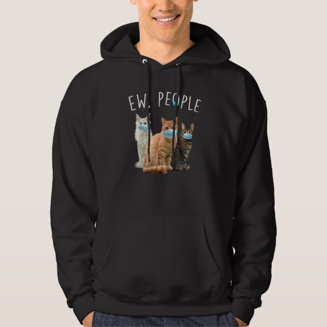 Orange Tabby Cat Ew People Cat Wearing A Face Mask Hoodie (Front)
