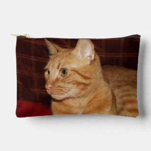Orange Tabby Cat Face Profile Accessory Pouch
