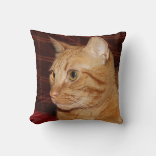Orange Tabby Cat Face Profile Cushion