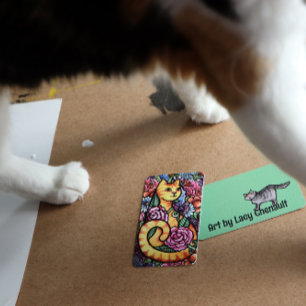 Orange Tabby Cat Flower Garden Card