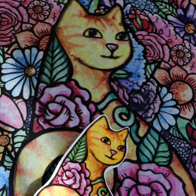 Orange Tabby Cat Flower Garden Tissue Paper (Creator Uploaded)