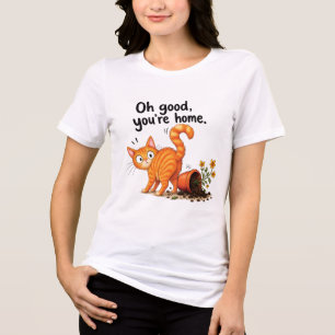 Orange Tabby Cat Funny Cat Flower Pot Disaster Tri-Blend Shirt
