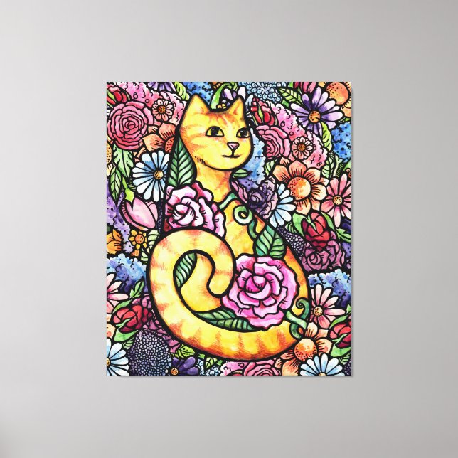 Orange Tabby Cat Garden Canvas Print (Front)