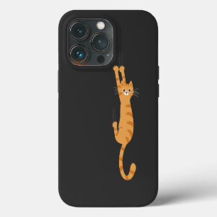 Orange Tabby Cat Hanging On Funny Striped Cat iPhone 13 Pro Case