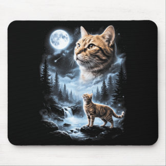 Orange Tabby Cat Howling At Moon 90s Retro Mouse Pad