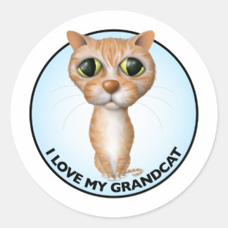 Orange Tabby Cat - I Love My Grandcat Classic Round Sticker