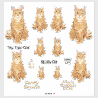 Orange Tabby Cat Lg Sticker Set