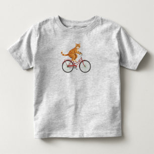 Orange Tabby Cat on a Bicycle - Vintage Embroidery Toddler T-Shirt