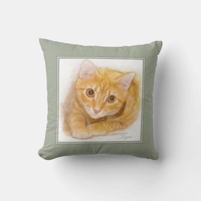 Orange Tabby Cat Painting Cushion (Front)