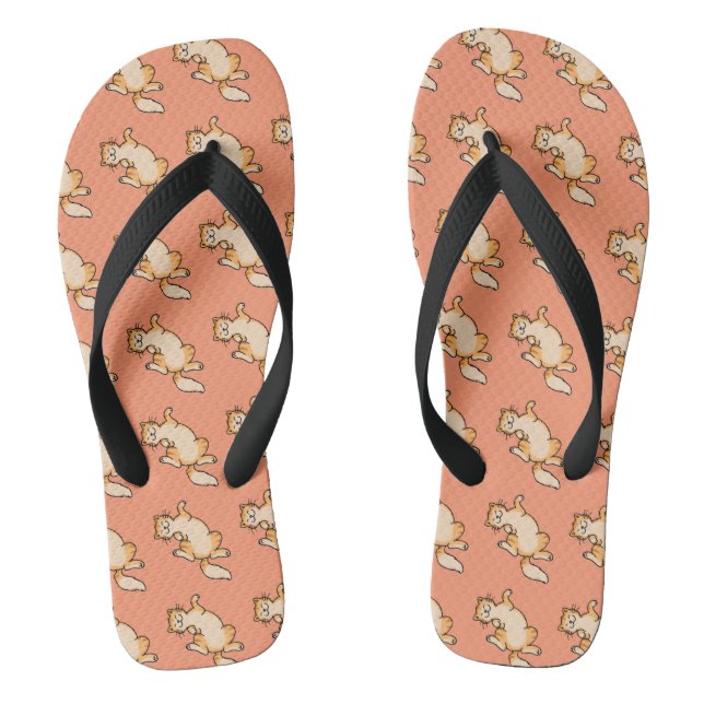 Orange tabby cat pattern jandals (Footbed)