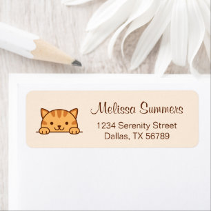 Orange Tabby Cat Pet Beige Return Address