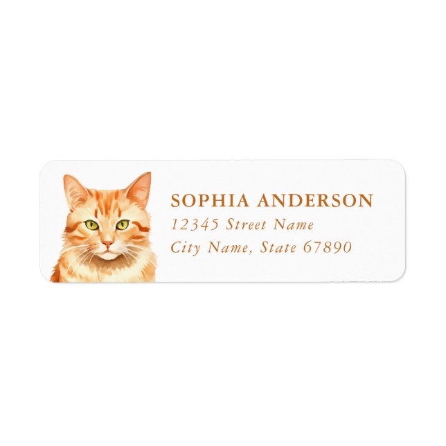 Orange Tabby Cat Return Address Labels (Front)