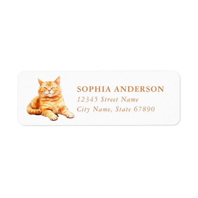 Orange Tabby Cat Return Address Labels (Front)