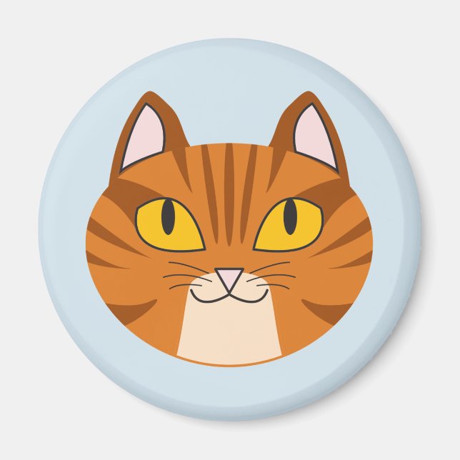 Orange Tabby Cat Round Magnet (Front)