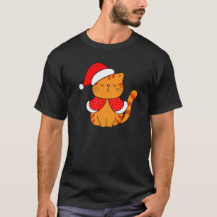 Orange Tabby Cat Santa Hat Christmas Cat Bah humb T-Shirt