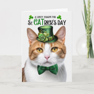 Orange Tabby Cat St CATrick's Day Lucky Charm Holiday Card