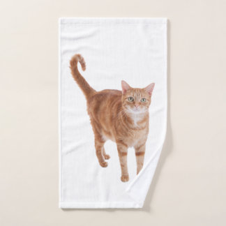 Orange Tabby Cat Standing Hand Towel