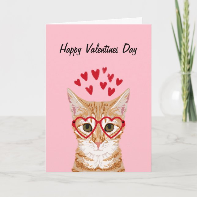 Orange Tabby Cat Valentines Love Card (Front)