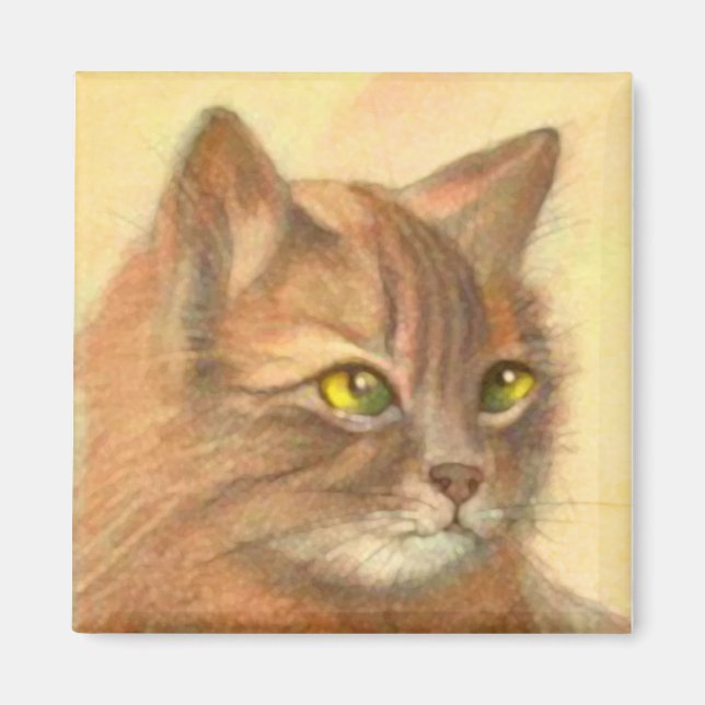 Orange Tabby Cat Vintage Fine Art Magnet (Front)
