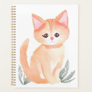 Orange Tabby Cat Watercolor Kitten Planner