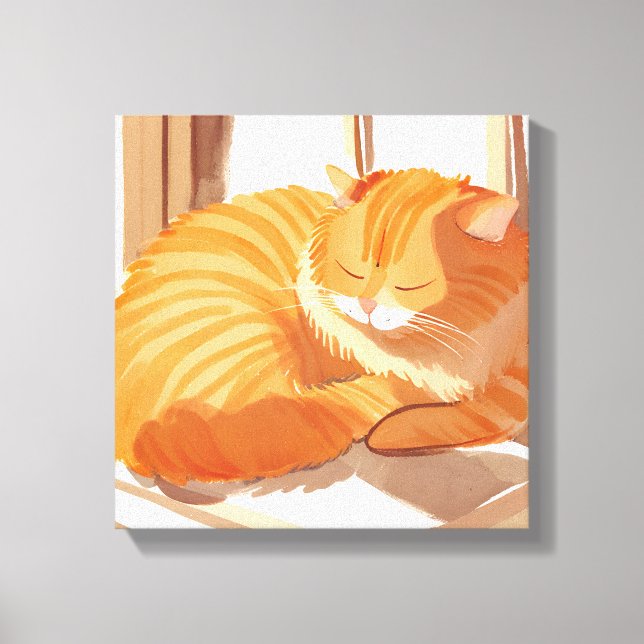 Orange Tabby Cat | Watercolor Painting Canvas Print (Front)
