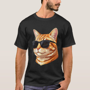 Orange Tabby Cat Wearing Black Sunglasses Funny T-Shirt