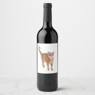 Orange Tabby Cat Wine Label