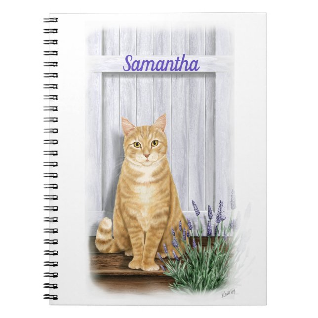 Orange Tabby Cat with Lavender Notebook (Front)