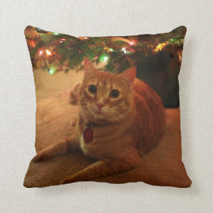 Orange Tabby Christmas Pillow