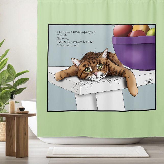 Orange Tabby Cute Treats  Shower Curtain (Creator Uploaded)