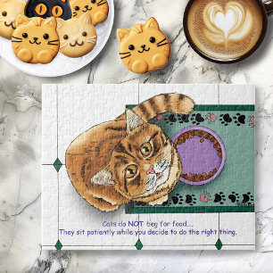 Orange Tabby Food Bowl Kitchen Jigsaw Puzzle