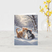 Orange Tabby Grey and White Cats Blank Greeting