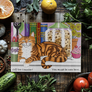 Orange Tabby Kitchen Counter Top Cat Cutting Board