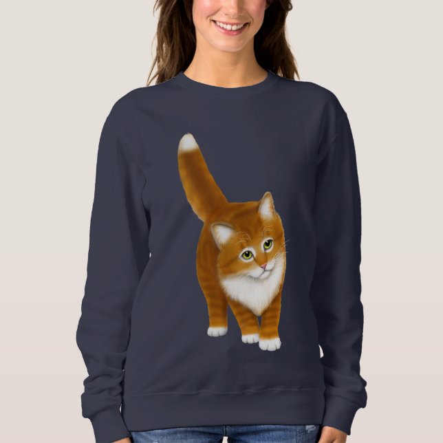 Orange Tabby Kitten Ladies Raglan Sweatshirt (Front)