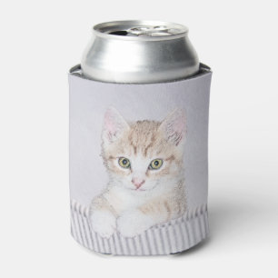 Orange Tabby Kitten Painting - Original Cat Art Can Cooler