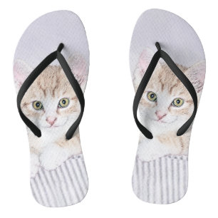 Orange Tabby Kitten Painting - Original Cat Art Jandals