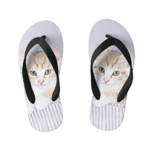Orange Tabby Kitten Painting - Original Cat Art Kid's Jandals