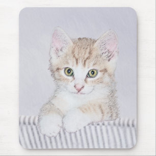 Orange Tabby Kitten Painting - Original Cat Art Mouse Pad