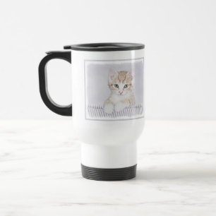 Orange Tabby Kitten Painting - Original Cat Art Travel Mug