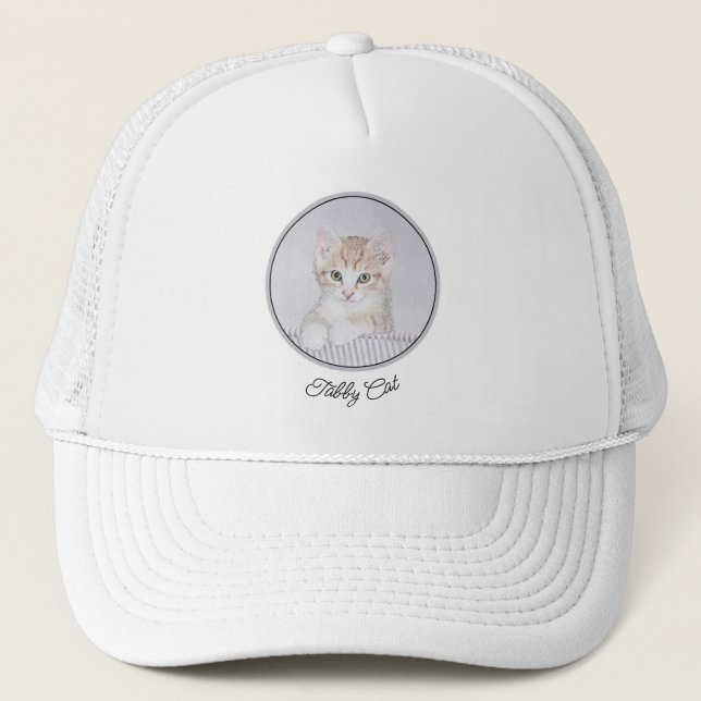Orange Tabby Kitten Painting - Original Cat Art Trucker Hat (Front)