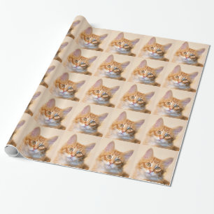 Orange tabby kitten wrapping paper