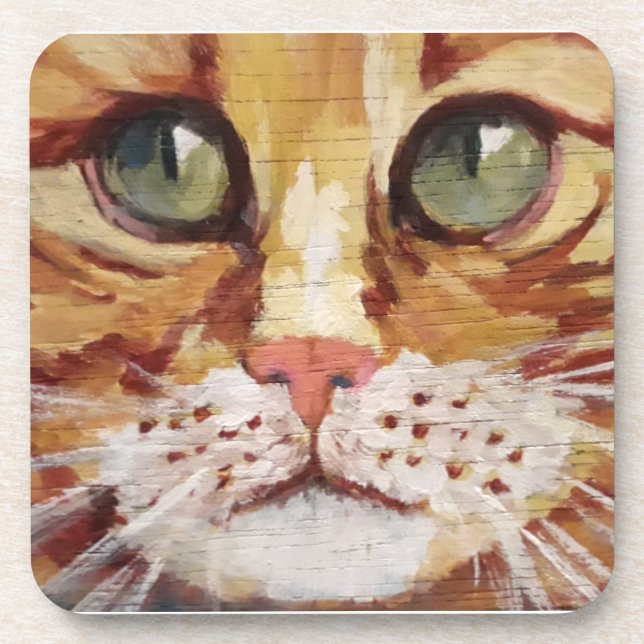 Orange Tabby Painting Detail  Beverage Coaster (Front)
