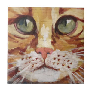 Orange Tabby Painting Detail  Ceramic Tile