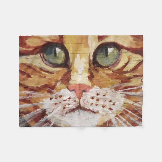 Orange Tabby Painting Detail  Fleece Blanket (Front (Horizontal))