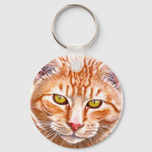 Orange Tabby Painting Key Ring