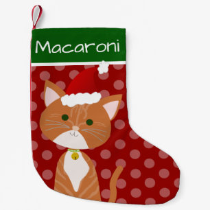 Orange Tabby Santa Kitty Small Christmas Stocking