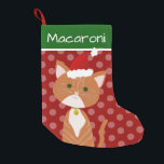 Orange Tabby Santa Kitty Small Christmas Stocking<br><div class="desc">Create a personalised stocking for your cat or a cat lover. This design consists of a cute orange tabby cartoon cat and Christmas colours with the ability to customise to your needs.  Original design by Night Owl's Menagerie,  2020.</div>