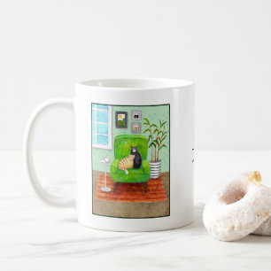 Orange tabby & Tuxedo Cat Snuggle Custom Name Coffee Mug