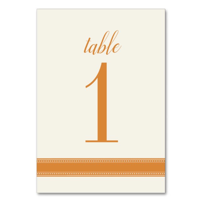 Orange Table Number, Caroline Wedding Table Sign Table Number (Front)