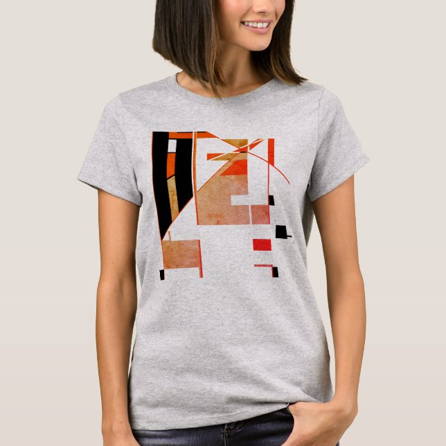 Orange Tan Black Southwest Art-inspired Abstract T-Shirt (Front)